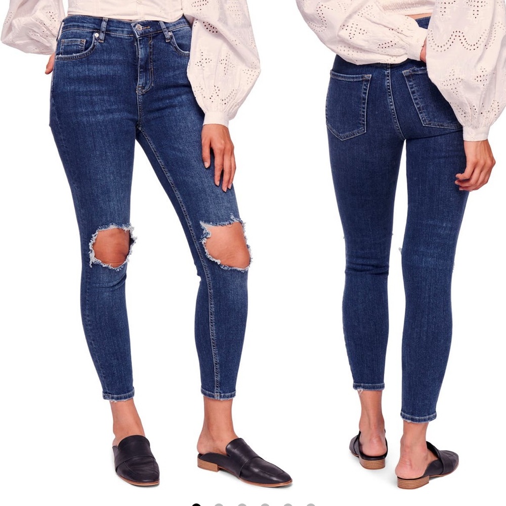 Ripped Knees High Waist Skinny Jeans